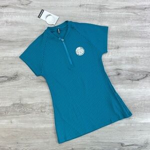 ☀️RIP CURL☀️ PREMIUN SURF TURQUOISE SHORT SLEEVE RASH GUARD